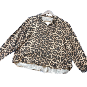 Women's Large Buttom Down Animal Print Blouse